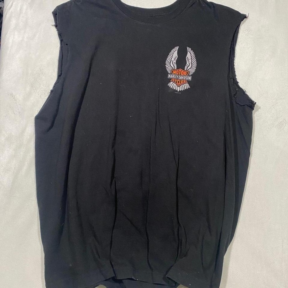 Harley Davidson St Paul MN Sleeveless TShirt Biker Mens Black Cut Off Muscle Tee - Picture 2 of 5